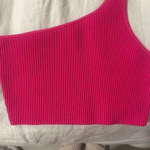 Babaton Fuchsia Sculpt Knit One Shoulder Top